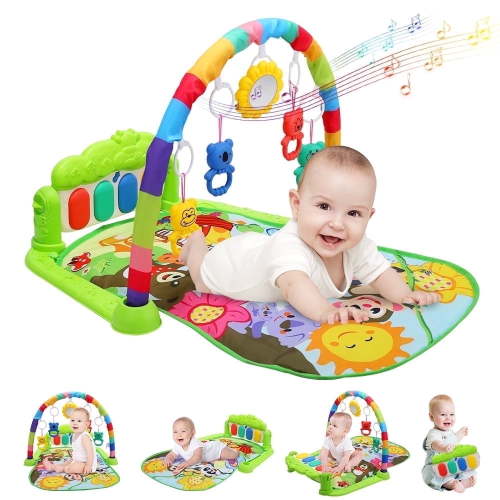 JoyStone Baby Gym Play Mat for Babies, Play Piano Music Light Playmat Activity Gym for Baby Boy Girl Gift Toddler Activity Center Baby Floor Play Mat for Baby, Green