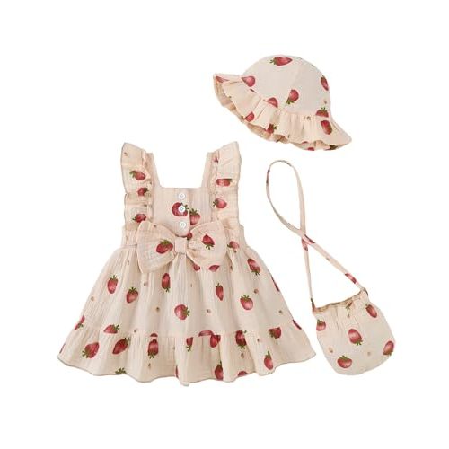 Renotemy Baby Girl Dress Summer Boho Vintage Toddler Baby Girl Clothes 0-3T | Newborn Infant Baby Girl Sleeveless Dresses,Summer Spring Boho Casual Sundress Gifts,Vintage Baby Girl Dresses Outfits