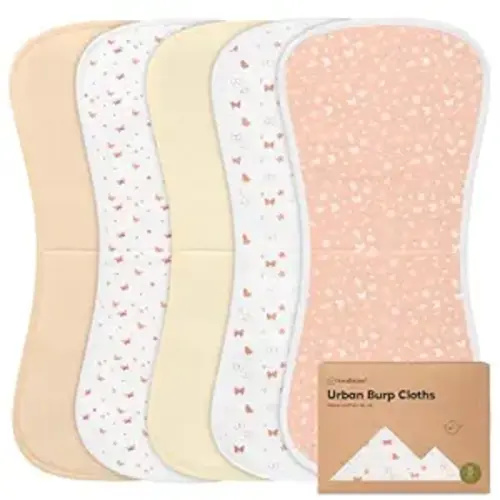 Organic Burp Cloths Baby Boy & Girl, 5-pack Cotton Burp Rags (Butterflies)