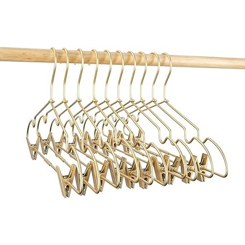 12.5" Gold Metal Baby Clothes Clips Hanger Children Kids Coat Hanger Display and Storage 10Pack