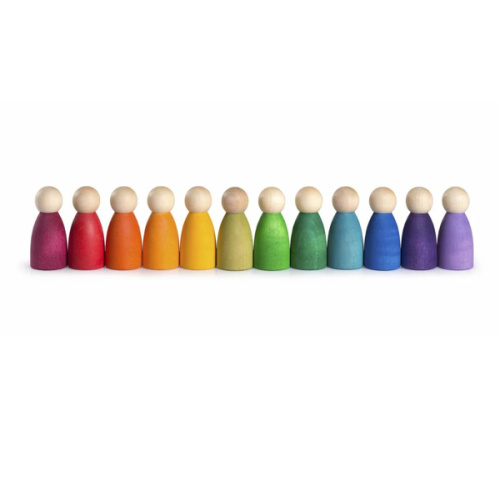 Grapat Colorful Nins Wooden Peg People | Wooden Figures- Blue Otter Toys