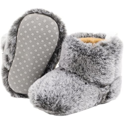 Infant Unisex Warm Fur Lining Soft Boots Baby Winter Ankle Non-Slip Rubber Texture Sole Toddler Winter Snow Crib Shoes