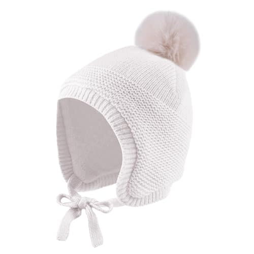 JANGANNSA Basic Winter Baby Boys Beanie Pompom Knitted Girls Hat Kids Earflap Beanies Warm Infant Toddler Hats