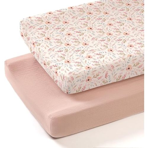lulumoon Muslin Changing Pad Cover: 32x16 Fit Standard Rectangle Pad