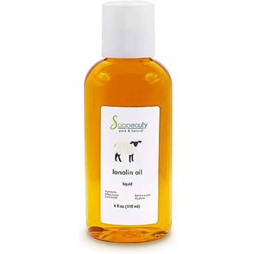 LANOLIN OIL Cold Pressed Unrefined | 100% Natural Available in Bulk | Carrier for Essential Oils, Face, Skin, Hair Moisturizer, Soap Making | (4 oz)