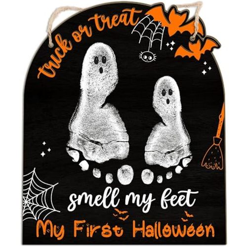 DIY Baby's First Halloween Signs, Baby First Halloween Gifts for Babies, Baby Halloween Crafts, Project Memory Keepsake Cute Trick or Treat Halloween Photoshoot Baby Milestone Announcement Props