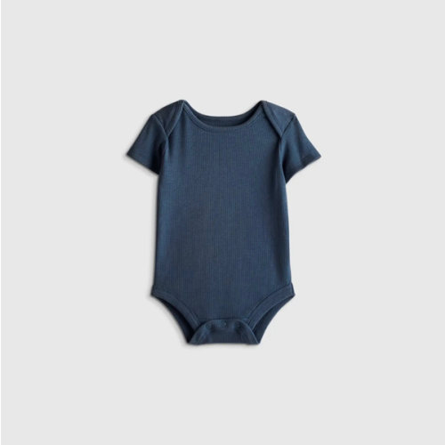 Softest Rib Short Sleeve Bodysuit in Deep Sea Blue
