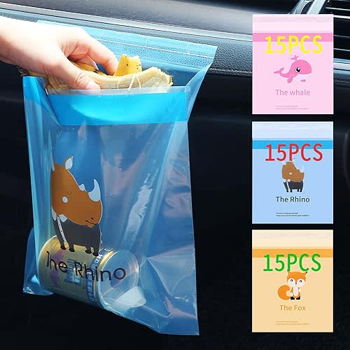 weeturelat Upgraded Car Trash Bag, 45pcs Easy Stick-On Disposable Car Garbage Bags, Waterproof Leak-proof Vomit Bag, Kitchen Storage Bag, Suitable for Car Bedroom Bathroom Office Study Room