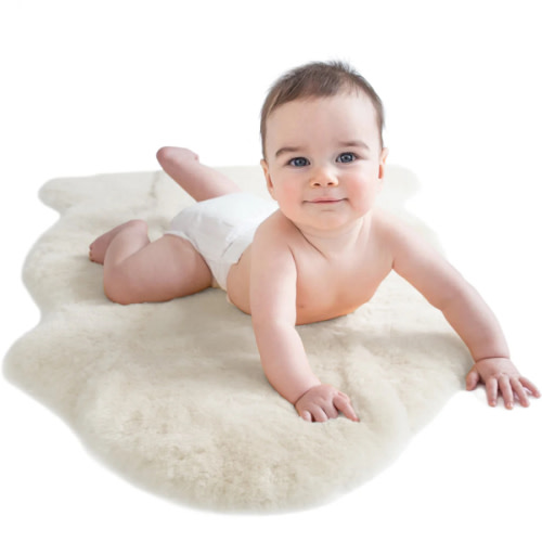 Sheepskin Rug , 100% Natural, Shorn Lambskin Wool, 2 x 3 Feet, Ivory