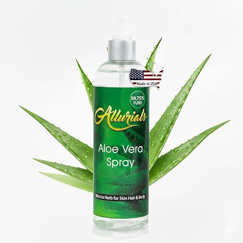 Allurials 99.75% Pure & Organic Aloe Vera Spray, Clinically tested & Dermatologist approved, Hydrates & Heals Dry & Damaged Skin & Hair- 12 Oz