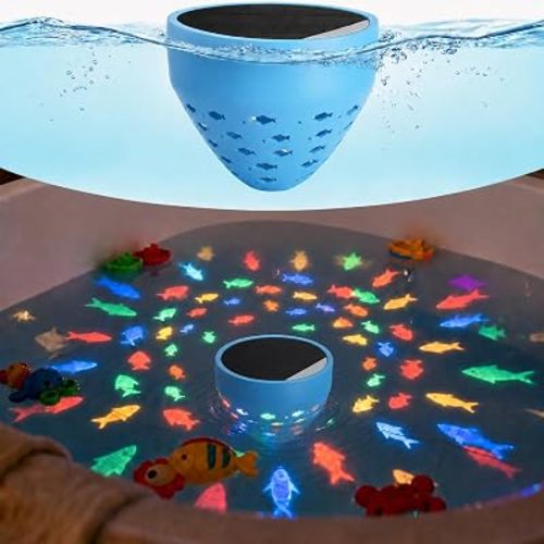 Waterproof Bathtub Light for Kids, Solar Powered Fish Bath Lights for Tub