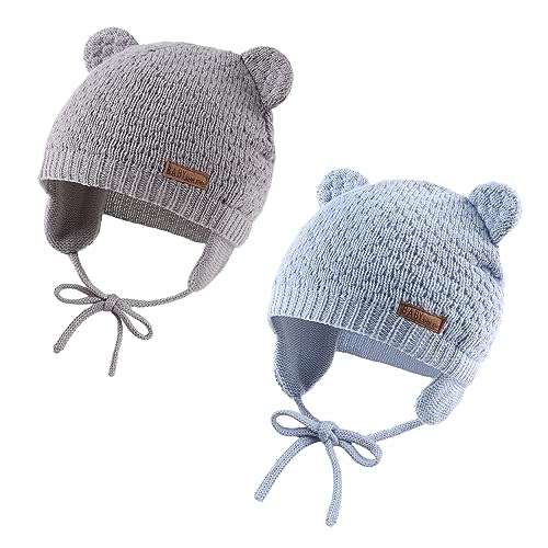 JANGANNSA Cute Knitted Boys Girls Christmas Beanie Warm Earflap Winter Hat Infant Toddler Baby Beanie 0-2Y