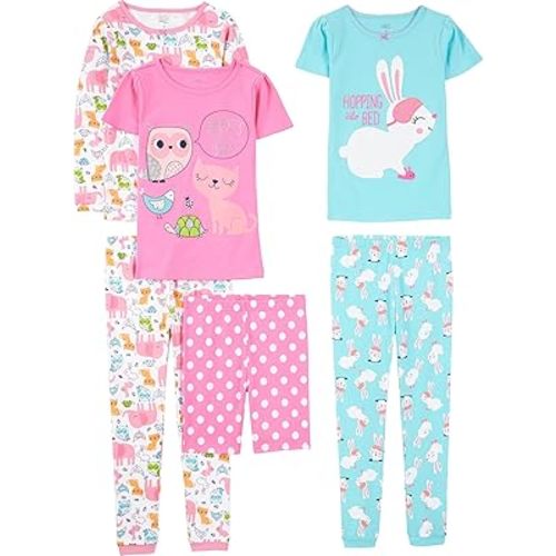 Simple Joys by Carter's girls 6-piece Snug Fit Cotton Pajama Set