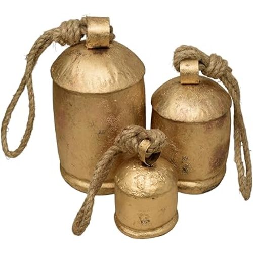 Vintage Handmade Rustic Door Hanging Bells Harmony Cow Bells for Lucky Christmas Décor Farmhouse Metal Shabby Chic Bells