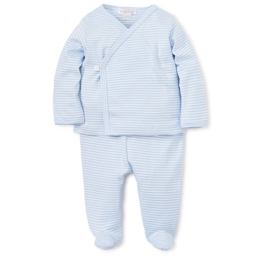 Kissy Kissy Striped Footed Pant Set Blue - Spoiled Sweet Boutique - Spoiled Sweet Boutique
