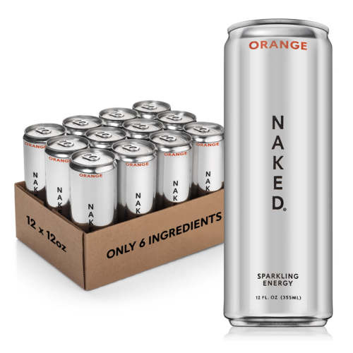 Naked Nutrition Orange Naked Sparkling Energy | Clean Energy Drink - 12 Cans - Shop