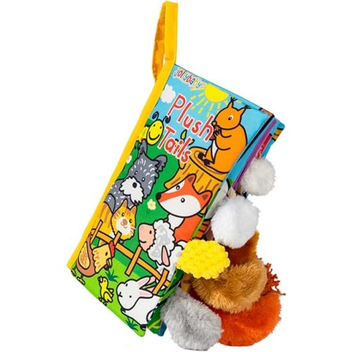 Jollybaby Baby Cloth Books, Touch & Feel Crinkle Soft Books, for Infants Babies, Toddler Early Educational Interactive Stroller Toys, Baby Girl & Boy Gift(Plush Tails)