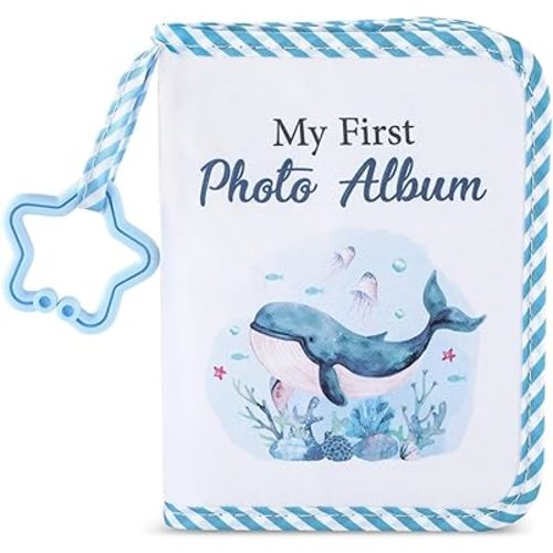 Baby's My First Family Album Soft Photo Cloth Book Sea World My First Book of Photos Baby Memory Album Gift Holds 4x6 Pictures for Babies Newborn Toddler & Kids Girls Baby Shower