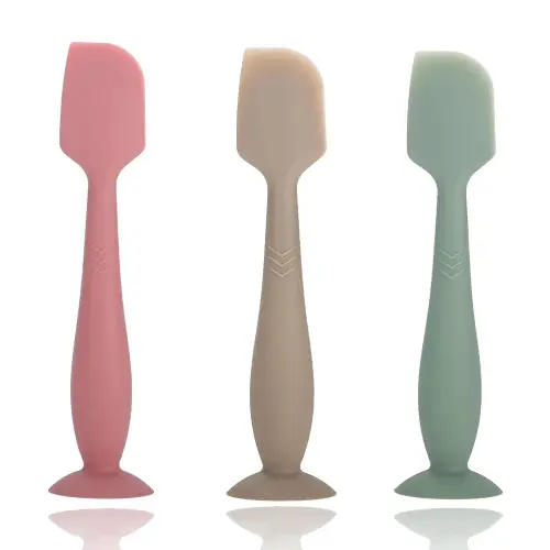 Baby Diaper Cream Spatula, Seeway 3 pack Baby Butt Paste Spatula, Diaper Cream Applicator, Silicone Butt Spatula for Newborn Babies (dark pink, green, brown)