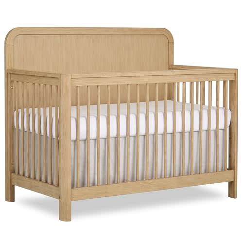 Evolur Cove 5-in-1 Convertible Wooden Baby Crib, Amazon Exclusive, Converts to Toddler Bed, Daybed & Full-Size Bed, 3 Adjustable Mattress Heights, GREENGUARD Gold & BSA Certified, Natural Oak