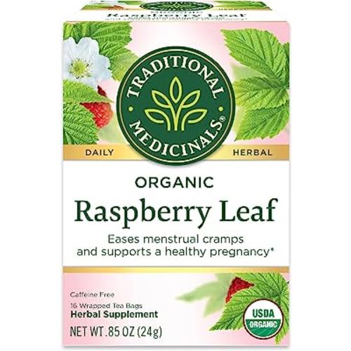Traditional Medicinals Tea, Organic Raspberry Leaf, Eases Menstrual Cramps, Supports a Healthy Pregnancy, 16 Tea Bags