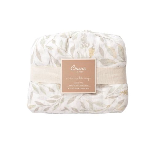 Willow 2-pc. Leaf Cotton Muslin Swaddles | Crane Baby