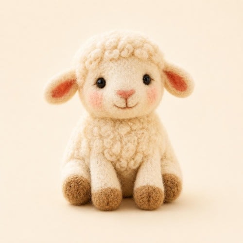 Needle Felted Lamb Figurine, Handmade Sunflower Lamb Doll, Farmhouse Nursery Decor, Baby Shower Gift, Easter Gift