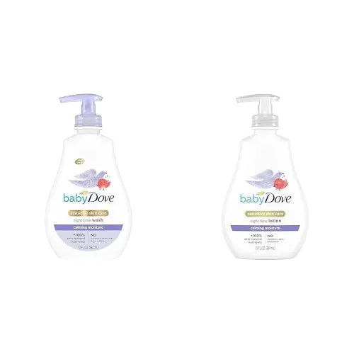 Baby Dove Sensitive Skin Care Baby Wash Calming Moisture For a Calming Bath Wash Hypoallergenic & Sensitive Skin Care Baby Lotion For a Soothing Scented Lotion Calming Moisture