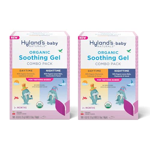 Hyland's Naturals Baby - Organic Daytime/Nighttime Soothing Gel Combo Pack, Easy-to-Apply, Ages 2 Months & Up, 1.06 Ounce (2 Tubes of 0.53 oz.) (Pack of 2)