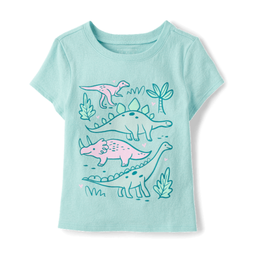 Baby And Toddler Girls Dino Graphic Tee - Blue