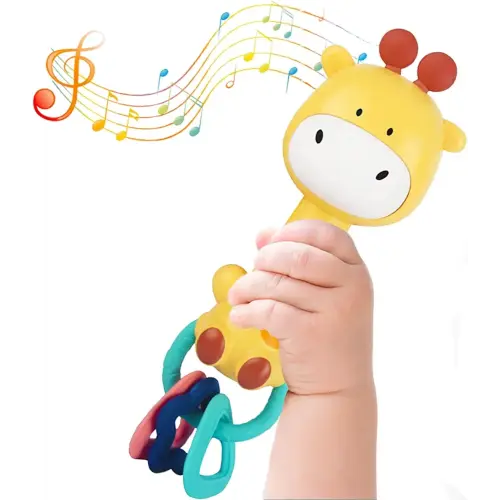 Baby Music Rattle Toy, Baby Teething Toy for Infants 6-12-18 Months Toddlers Sensory Toys Baby Boy Girl Gifts (Giraffe)
