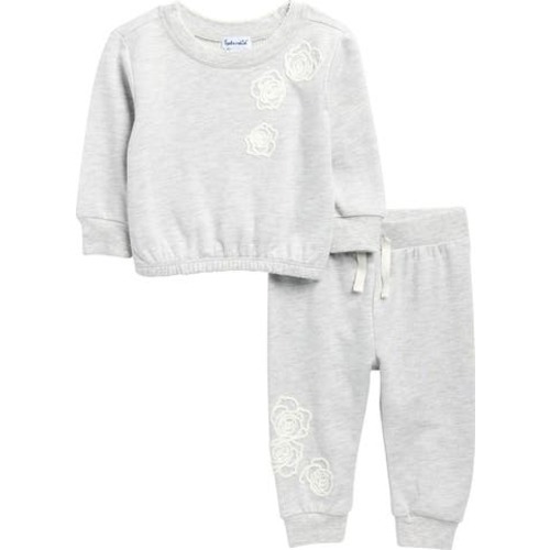 Rose Embroidered Sweatshirt & Sweatpants Set, 6-12M