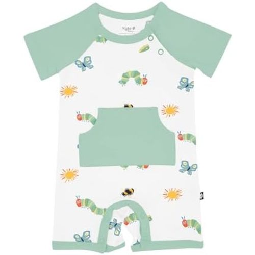KYTE BABY Infant Shortall Romper, One-Piece Short Sleeve Outfit, Snap Closure, Ultra Soft Rayon Made From Bamboo
