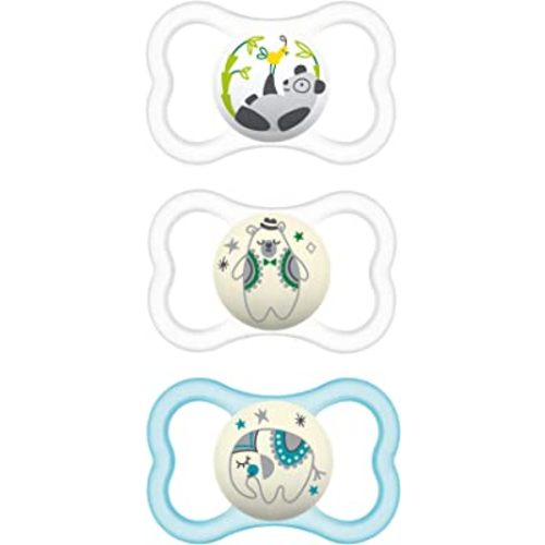 MAM Air Night & Day Baby Pacifier, for Sensitive Skin, Glows in The Dark, 3 Pack, 6-16 Months, Unisex,3 Count (Pack of 1)