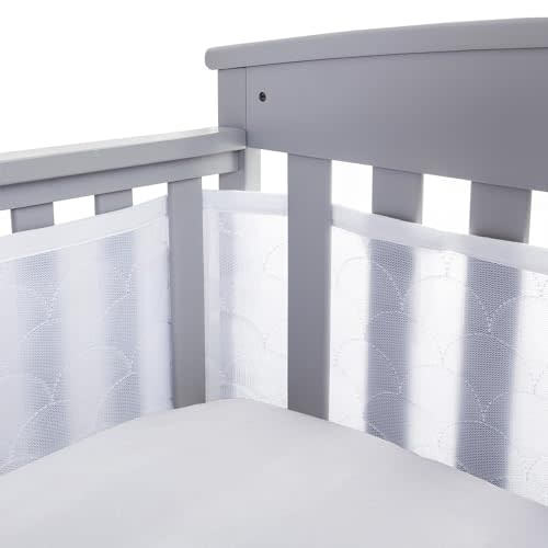 BreathableBaby Breathable Mesh Liner for Full-Size Cribs, Sheer Deluxe 5mm Mesh, Scallops (Size 4FS Covers 3 or 4 Sides)