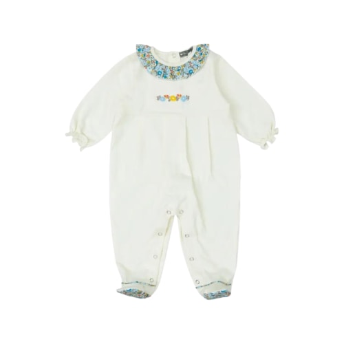 Floral Embroidered Footie