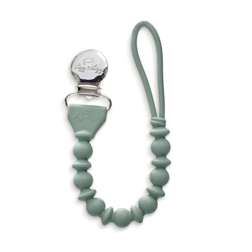 Itzy Ritzy Silicone Pacifier Clip; 100% Food Grade Silicone Pacifier Strap with Clip Keeps Pacifiers, Teethers & Small Toys in Place; Features One-Piece Design & Cord (Succulent)