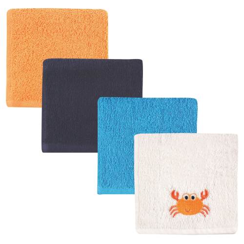 Luvable Friends Baby Boy Super Soft Cotton Washcloths, Crab, One Size - Crab - One Size