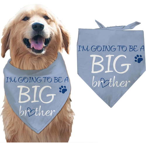 1 Pc Pet Dog Bandana Cotton Triangle Pet's Bandana I'm Going to Be a Big Brother Words Heart Washable Accessories Chief for Large Dogs and Pets 14.96"x14.96"x30.7" Mixed Color Cotton