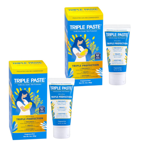 Triple Paste Diaper Rash Cream for Baby, 3 Oz (Pack of 2), Zinc Oxide Ointment Treats, Soothes & Prevents Diaper Rash, Pediatrician-Recommended & Hypoallergenic, Baby Essentials for Daily & Overnight