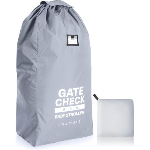 Bramble 45" Large Gate Check Stroller Bag for Airplane - Universal Fit, Drawstring Closure, ID, Padded Adjustable Strap - Baby Buggy Stroller Travel Bag for Airplane Travel