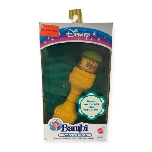 Vintage Disney Bambi Collection Push N Peek Rattle Mattel New Sealed 1990s