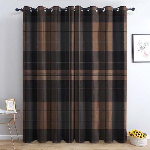 Scottish Tartan Curtains for Bedroom, Brown Plaid Blackout Curtains for Living Room Country Gingham Decor Window Curtains,Grommet Drapes 2 Panels Set-42"W x 84"L (Pack of 2)