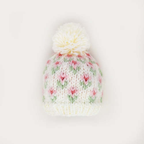 Bitty Blooms White Beanie Hat - Huggalugs