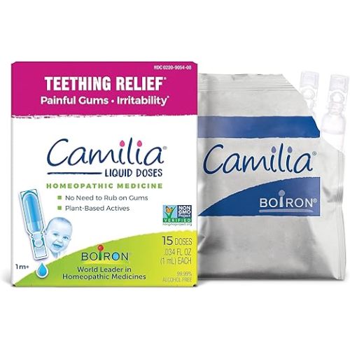 Boiron Camilia Teething Drops for Daytime and Nighttime Relief of Painful or Swollen Gums and Irritability in Babies - 30 Count