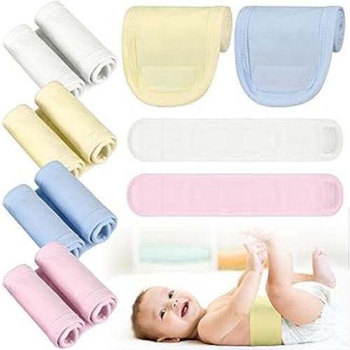 Giegxin 8 Pieces Cotton Baby Umbilical Cord Soft Infant Belly Button Band Protector Newborn Navel Belt for 0-12 Months Babies, 4 Styles