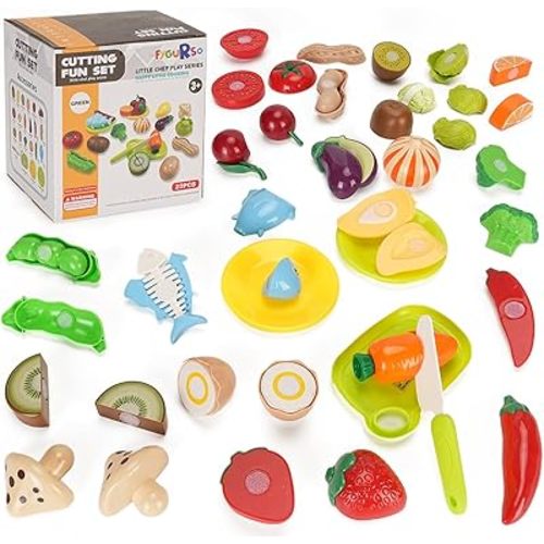 Play Food for Kids Kitchen Cutting Fruits Toys for Toddlers Pretend Vegetables Gift for Boys Girls Educational Toys