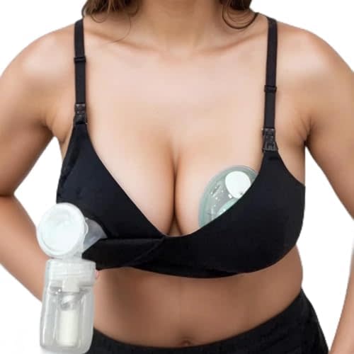 Supermom T-Shirt Nursing & Hands Free Pumping Bra with Fixed Padding - Comfortable Maternity Breast Pump Bra