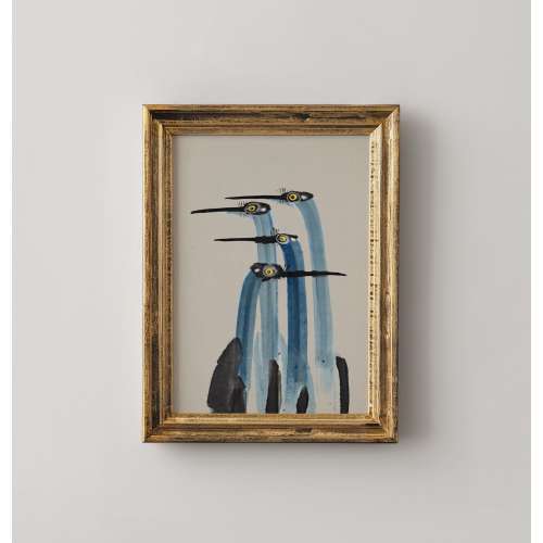 Blue Heron Painting Print, Vintage Coastal Bird Painting, Neutral Beach House Decor, Watercolor Heron Wall Art