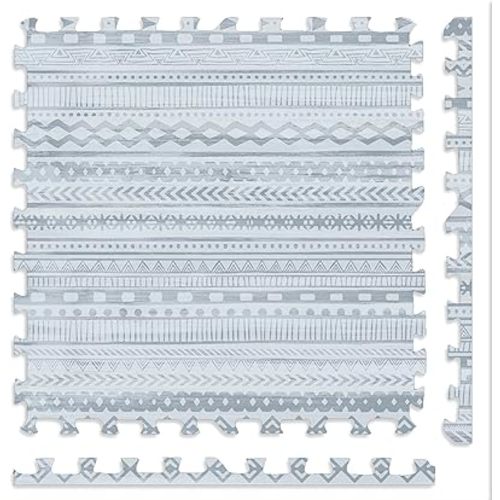 Play Platoon Non-Toxic Large Kids Play Mats for Floor, 9 Tile 72 x 72 inch - Extra-Thick Foam Tiles, 24 x 24 inch Puzzle Mat Pieces, Neutral Playmat Rug for Toddler & Childrens Playroom - Acadia Print